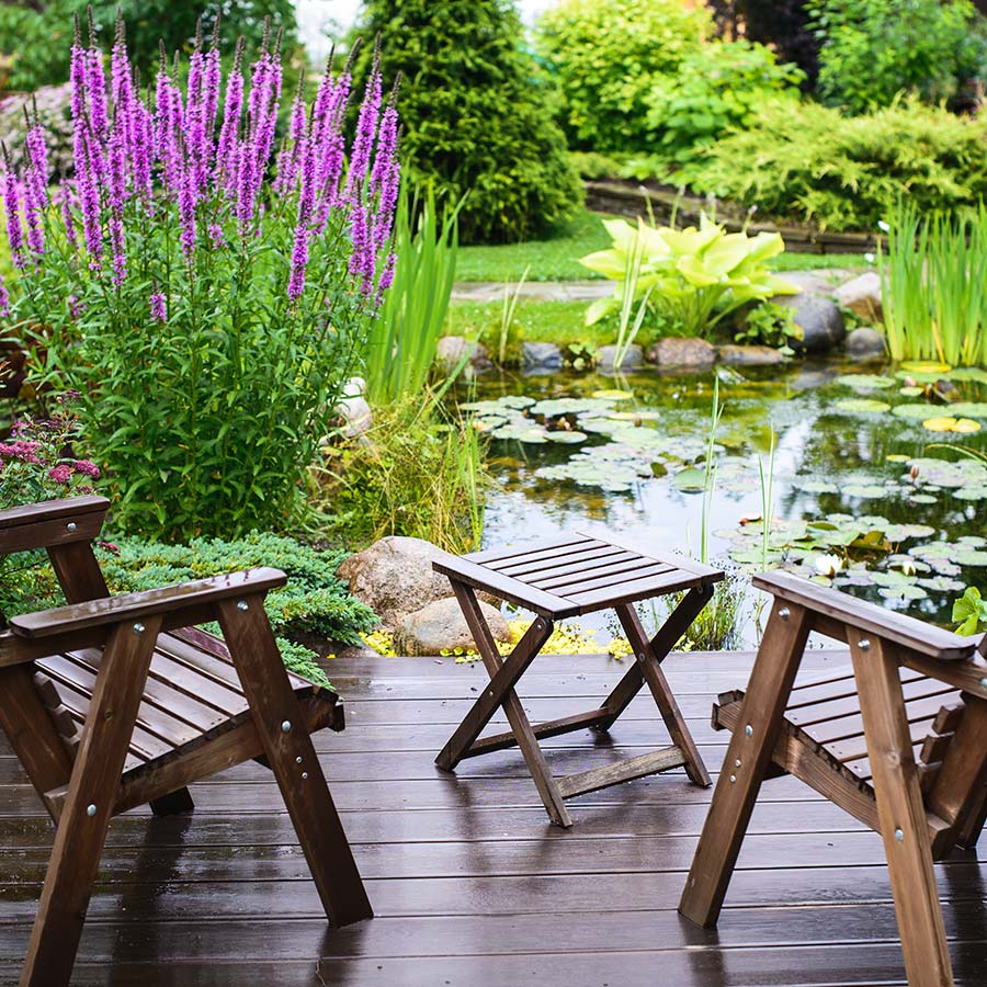 Chairs Overlook Lily Pond | Next Level Outdoor Services